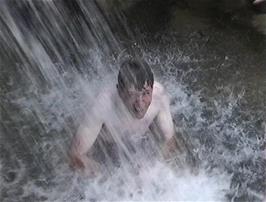 What's this?  Michael doesn't usually get in the water on cycle tours, but today he is actually joining in the fun - and enjoying it!